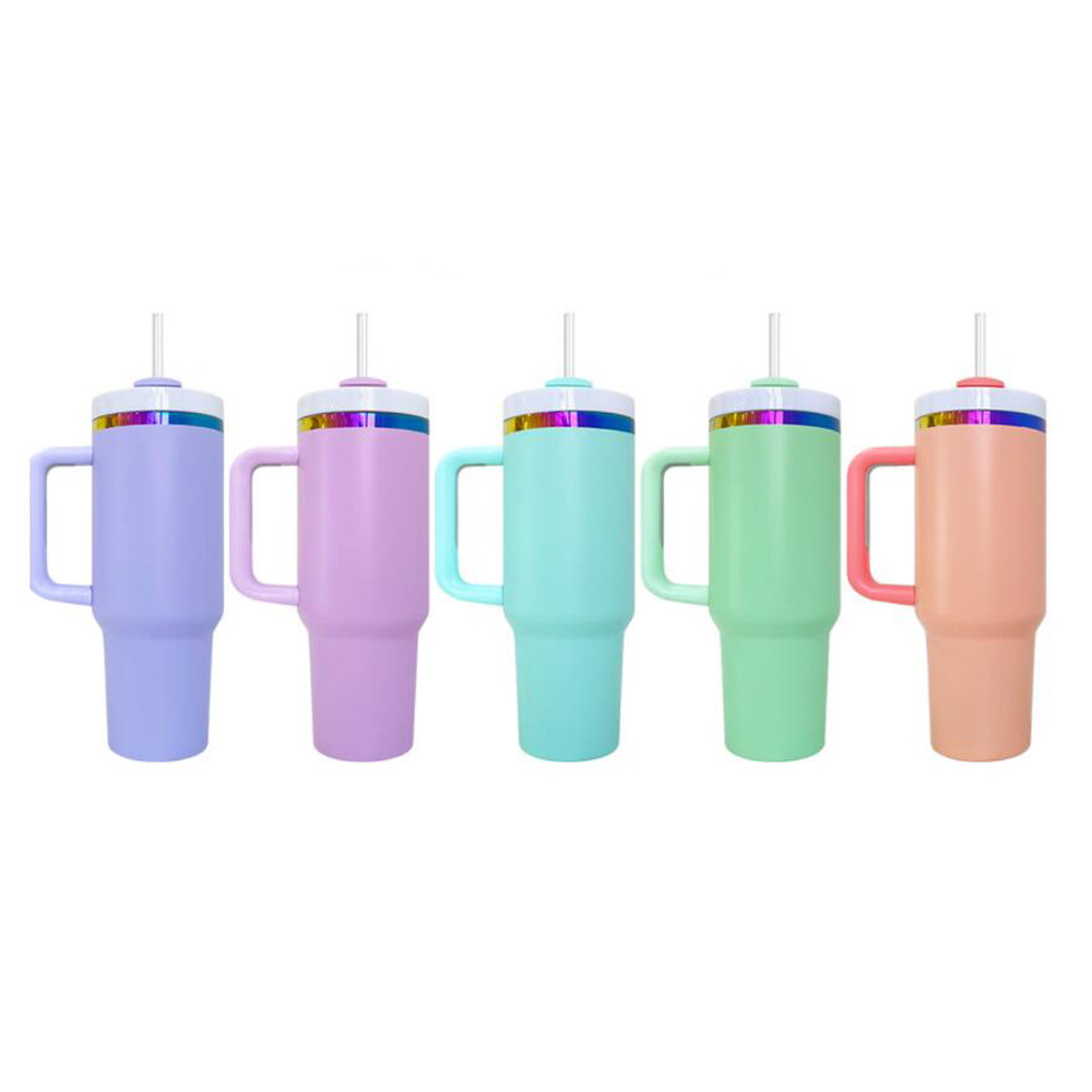 RTS CHINA 40oz V2.0 rainbow plated plus macaron color powder painting Laser engraving blank tumblers