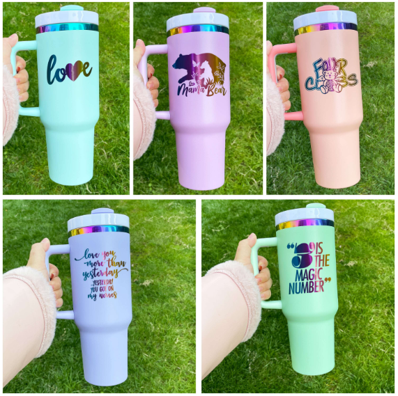 RTS CHINA 40oz V2.0 rainbow plated plus macaron color powder painting Laser engraving blank tumblers