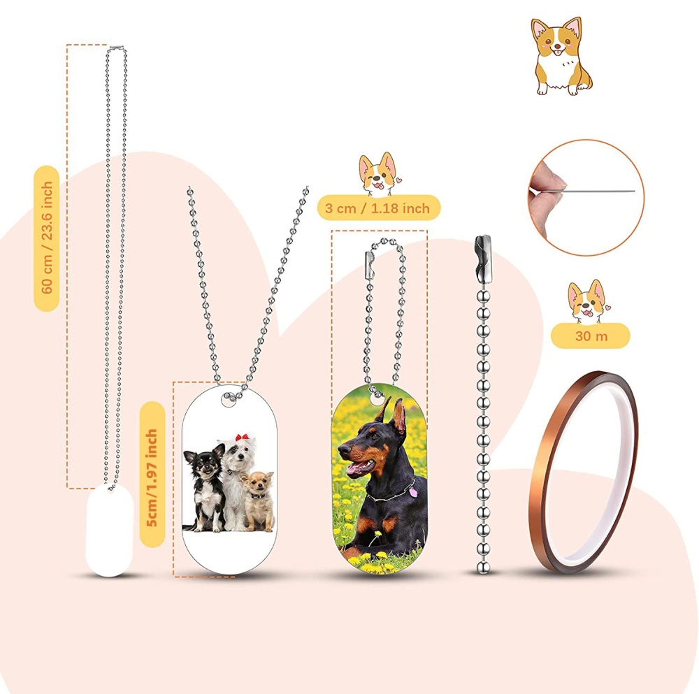 RTS CHINA 1.18"*1.97" Double Side Sublimation  Aluminum Military Brand& pet tag