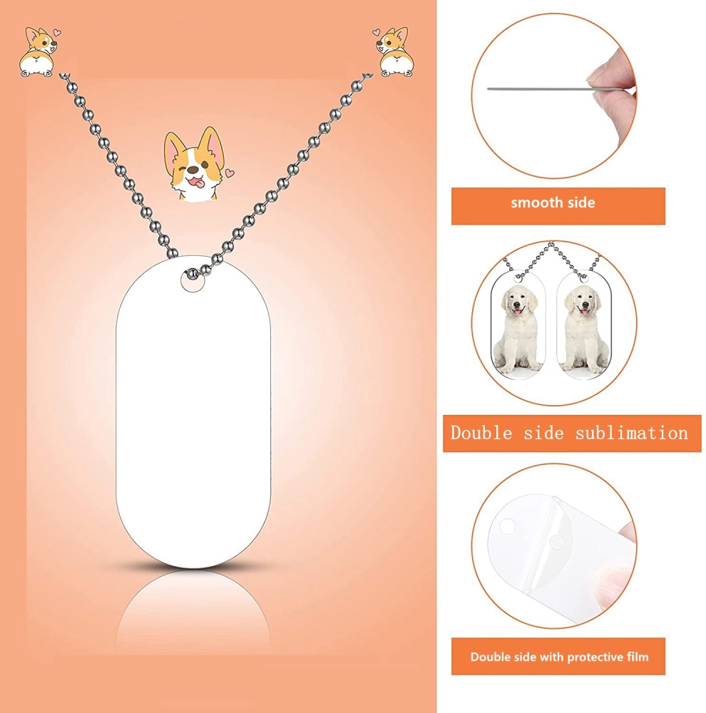RTS CHINA 1.18"*1.97" Double Side Sublimation  Aluminum Military Brand& pet tag