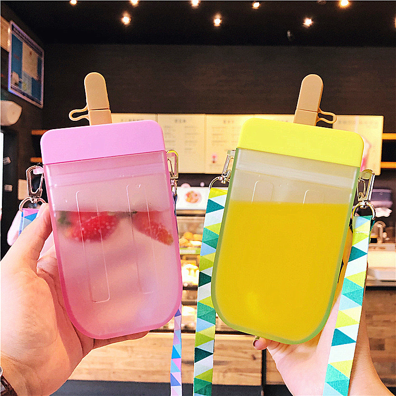 RTS Chinese Warehouse 300ml/10oz  Plastic Ice Cream Shape Cups Bottles Tumblers with Color Lid and Plastic Straw