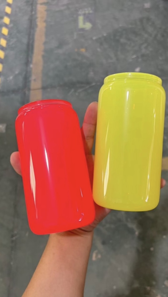 RTS CHINA Case of 50pack 16oz Colored Glass Can With  Plastic Straw and Colored Lids