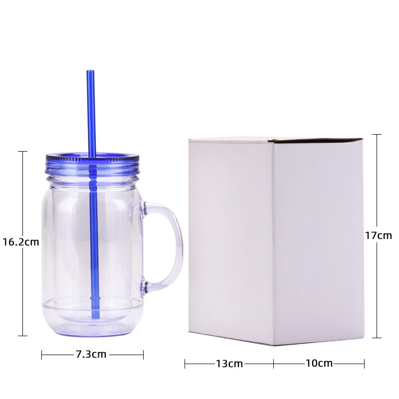 20oz Sublimation Case of 24pack Colored/Clear Snow Globe Mason Jar with Handle&Colored Lids -  Chinese Warehouse
