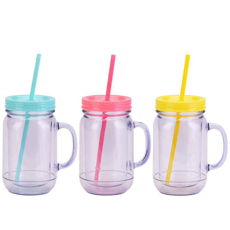 20oz Sublimation Case of 24pack Colored/Clear Snow Globe Mason Jar with Handle&Colored Lids -  Chinese Warehouse