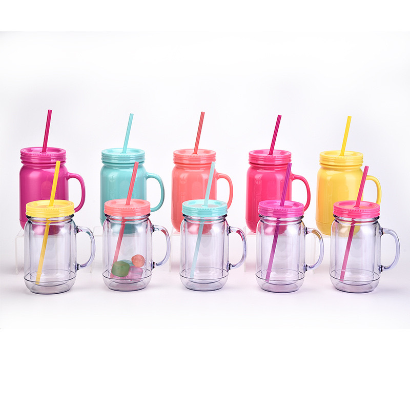 20oz Sublimation Case of 24pack Colored/Clear Snow Globe Mason Jar with Handle&Colored Lids -  Chinese Warehouse