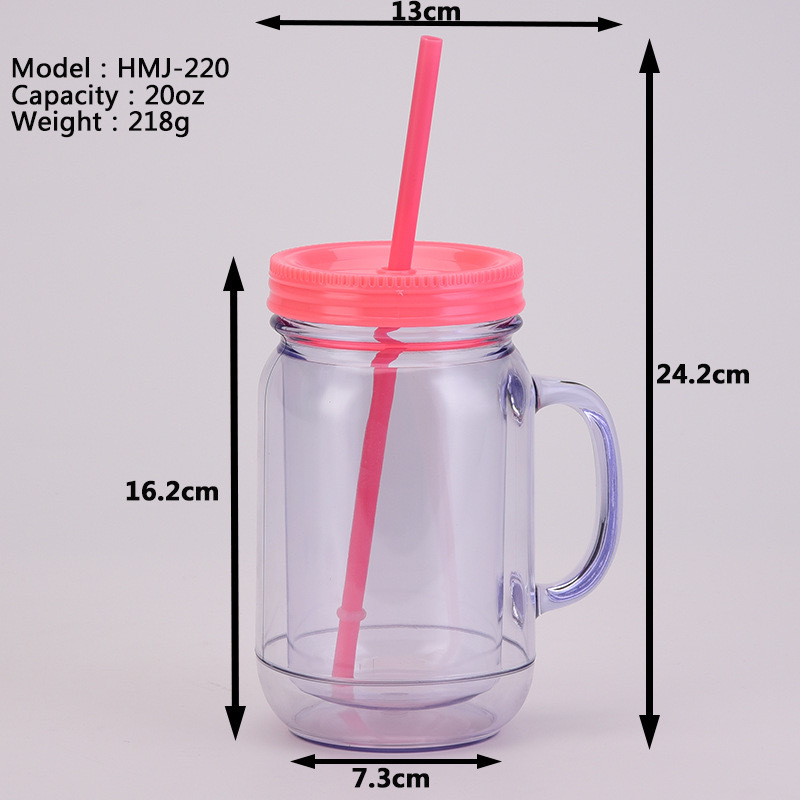 20oz Sublimation Case of 24pack Colored/Clear Snow Globe Mason Jar with Handle&Colored Lids -  Chinese Warehouse