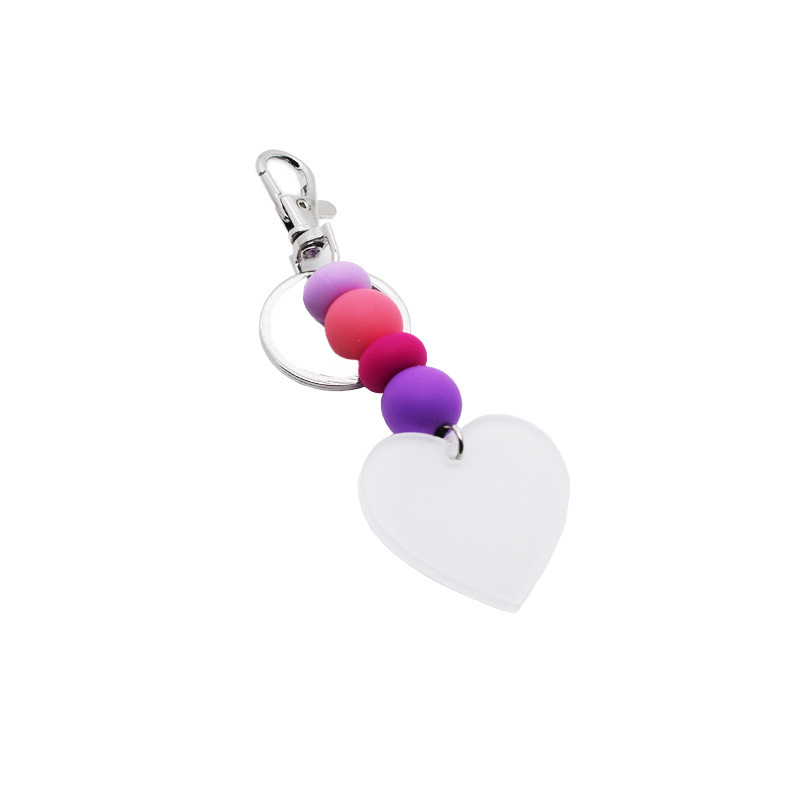 RTS CHINA --- New Hot Selling DIY Sublimation  Single Side Print Acrylic Keychain with Colored Beads
