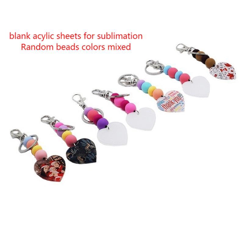 RTS CHINA --- New Hot Selling DIY Sublimation  Single Side Print Acrylic Keychain with Colored Beads
