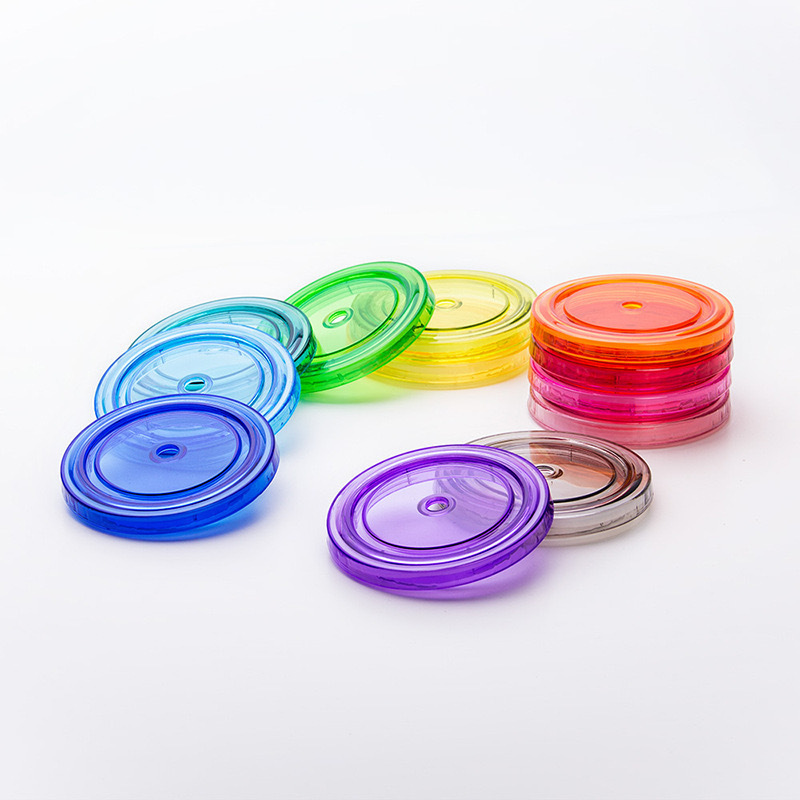 RTS CN - 16oz Acrylic Plastic Double Wall Multi color Snow Globe Tumbler with Colored Plastic Straw