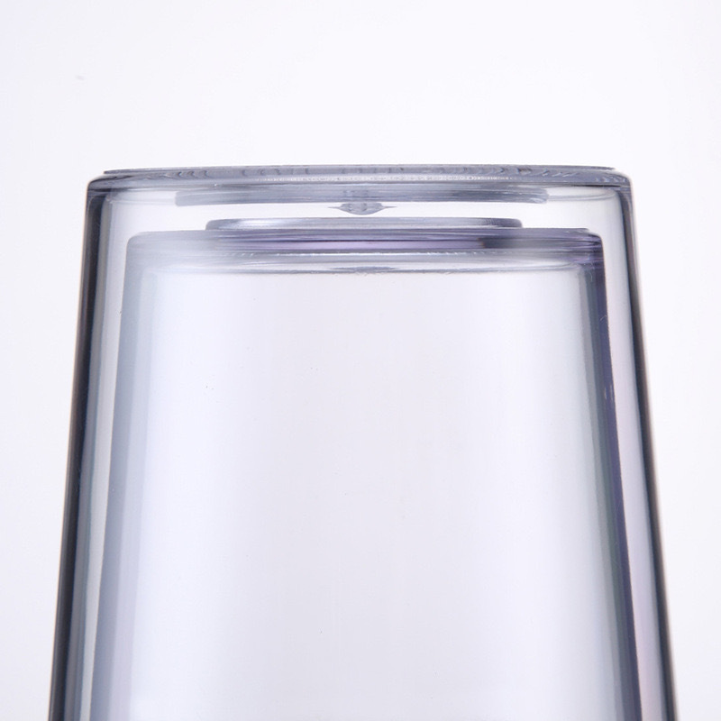 RTS CN - 16oz Acrylic Plastic Double Wall Multi color Snow Globe Tumbler with Colored Plastic Straw