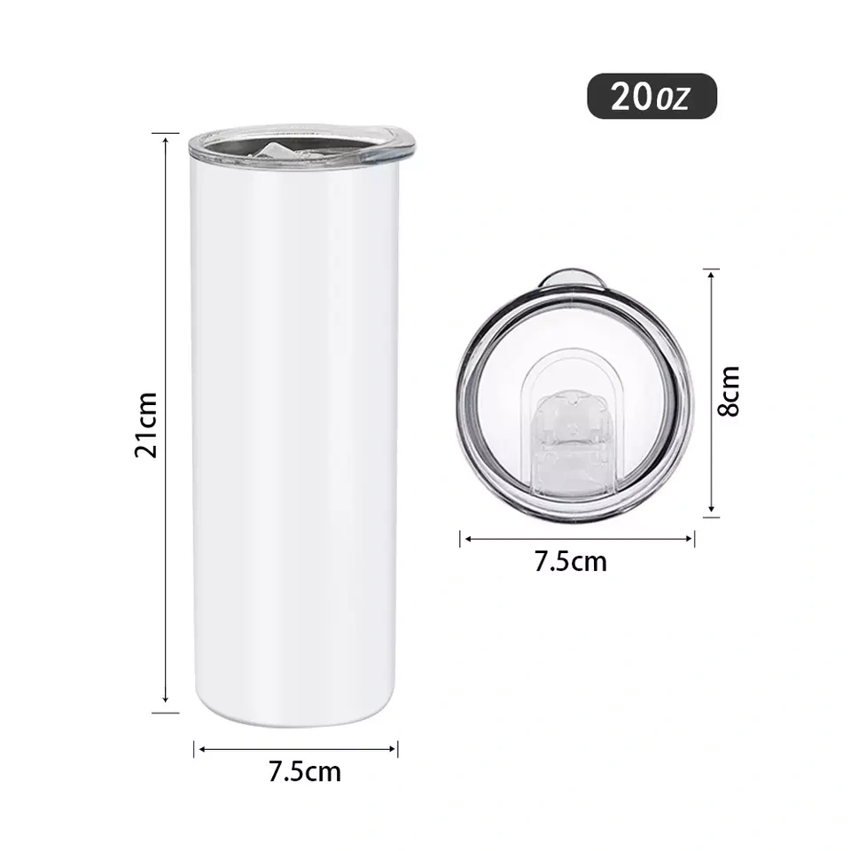 RTS US Warehouse Case of 25pack 20oz Sublimation Glow in the Dark Straight Skinny Tumblers with Plastic Straw&Lids