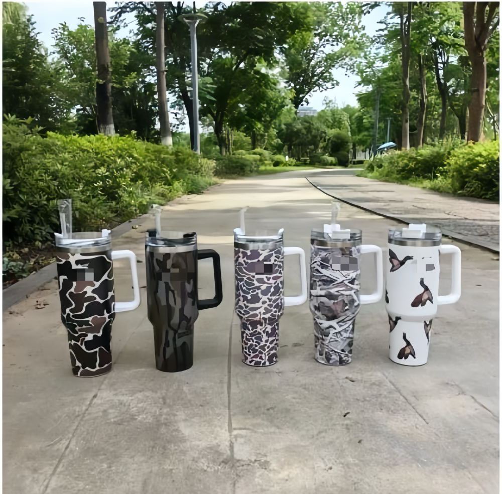 RTS CHINA - 40oz G1.0 3D Printed Double Walled Stainless Steel Tumblers with Plastic Straw&Lids