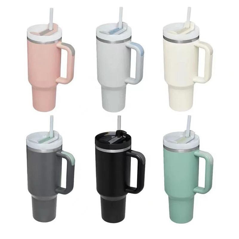 RTS CHINA - 130pcs BLACK COLORED 40oz Double Walled Stainless Steel tumblers with Plastic Straw&Lids(65pcs v3.0+65pcs v2.0)