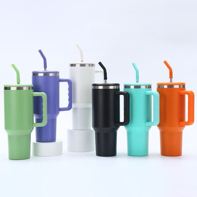 RTS CHINA - 130pcs BLACK COLORED 40oz Double Walled Stainless Steel tumblers with Plastic Straw&Lids(65pcs v3.0+65pcs v2.0)