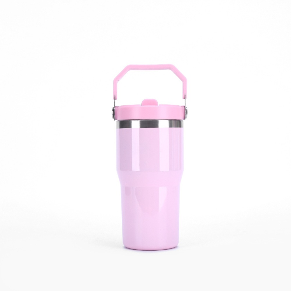 RTS CHINA - 20oz Glossy Student Kids Macaron Color tumblers with Flip Straw and Handle Suitabe for Sublimation and Laser Engraving
