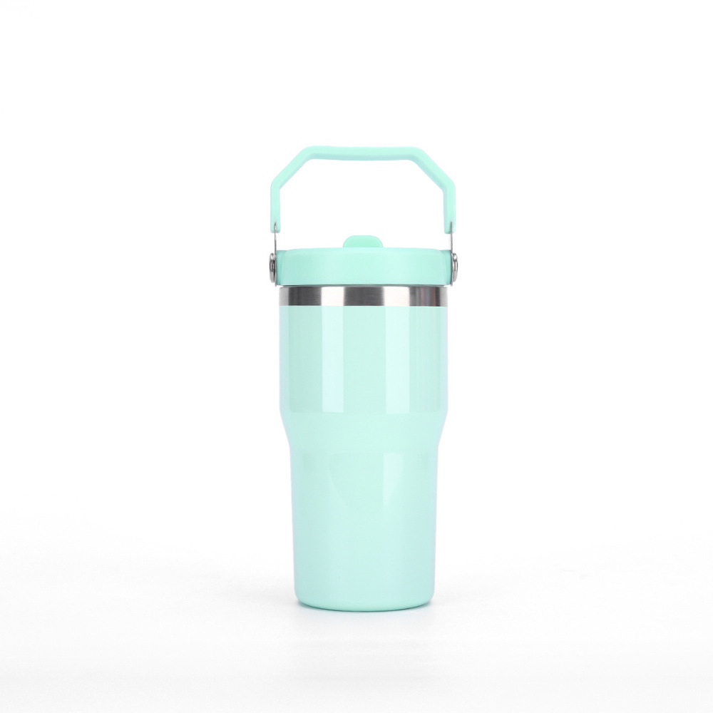RTS CHINA - 20oz Glossy Student Kids Macaron Color tumblers with Flip Straw and Handle Suitabe for Sublimation and Laser Engraving
