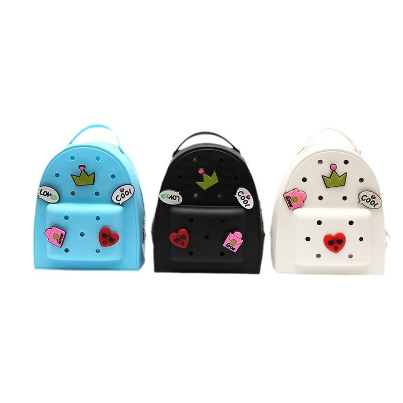 RTS CHINA - Handmade Women Kids Bookbag Cute Creative Cartoon Bogg EVA Creative Candy Pattern Zipper Closure Two PU DIY Charm Backpack