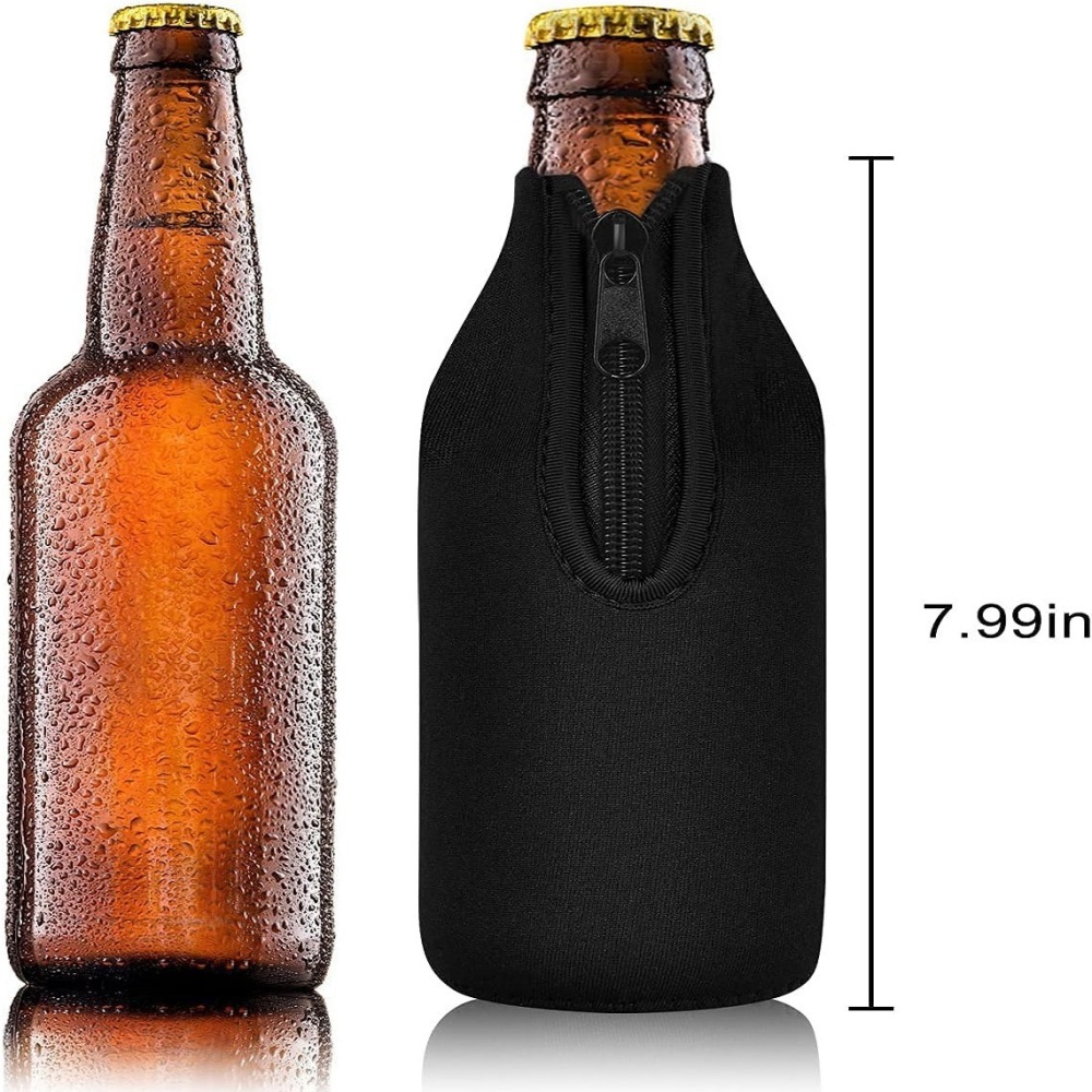 RTS CN - 50pcs Beer Bottle Cooler Sleeves Keep Drink Cold Zip-up Extra Thick Neoprene Insulated Sleeve Cover with Bottle Opener