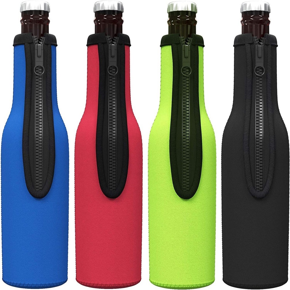 RTS CN - 50pcs Beer Bottle Cooler Sleeves Keep Drink Cold Zip-up Extra Thick Neoprene Insulated Sleeve Cover with Bottle Opener