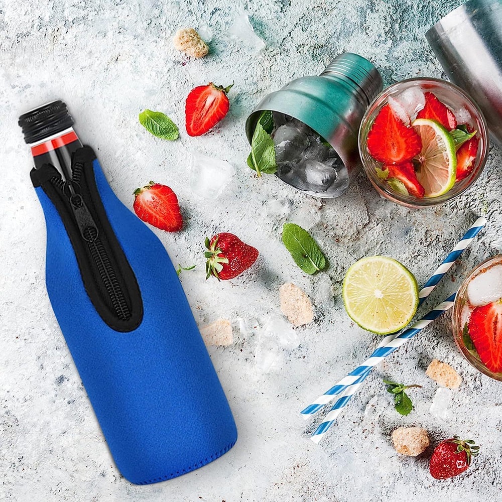 RTS CN - 50pcs Beer Bottle Cooler Sleeves Keep Drink Cold Zip-up Extra Thick Neoprene Insulated Sleeve Cover with Bottle Opener
