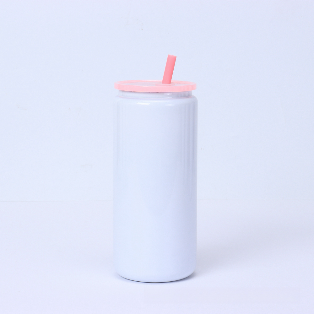 RTS US - NEW 16oz Sublimation Double Walled Powder Coated Stainless Steel Vacuum Insulated Tumblers with Plastic Straw&Lids