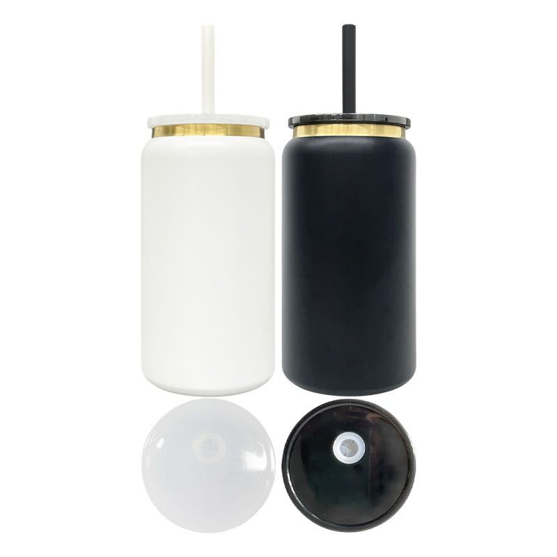 RTS US - Case of 25pack Double Walled Vacuum insulated 16oz Sublimation/Engraving Stainless Steel Mason Jar With Plastic Straw and Lids