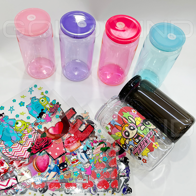 Chinese Warehouse Case of 60pack 16oz Colored Acrylic Libby Can with  Plastic Straw and Lids