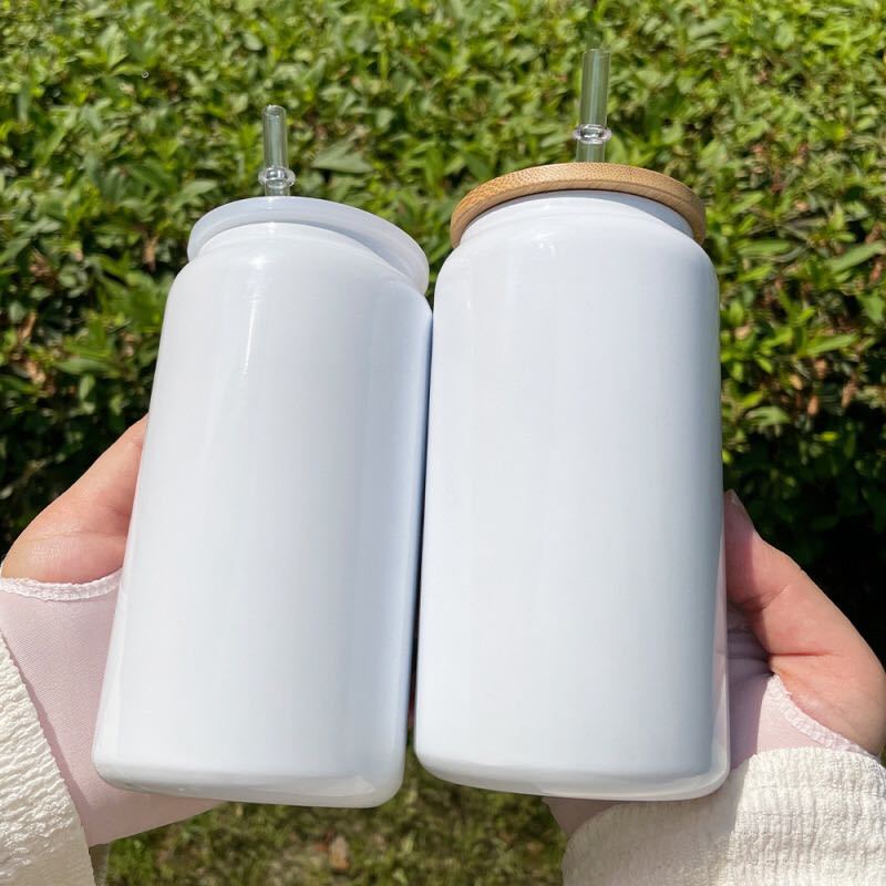 RTS US - Case of 25pack 16oz Sublimation Stainless Steel Soda Beer Car with Two Lids