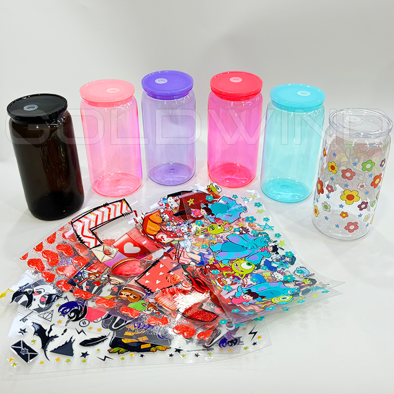 Chinese Warehouse Case of 60pack 16oz Colored Acrylic Libby Can with  Plastic Straw and Lids