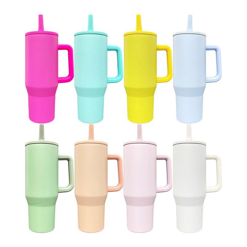 RTS US - 40oz Macaron Color Leak Proof Lids with Straw Mixed Color