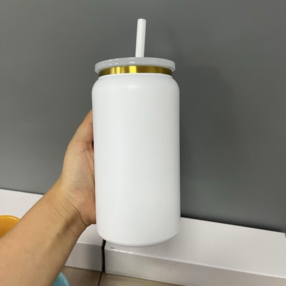 RTS US - Case of 25pack Double Walled Vacuum insulated 16oz Sublimation/Engraving Stainless Steel Mason Jar With Plastic Straw and Lids