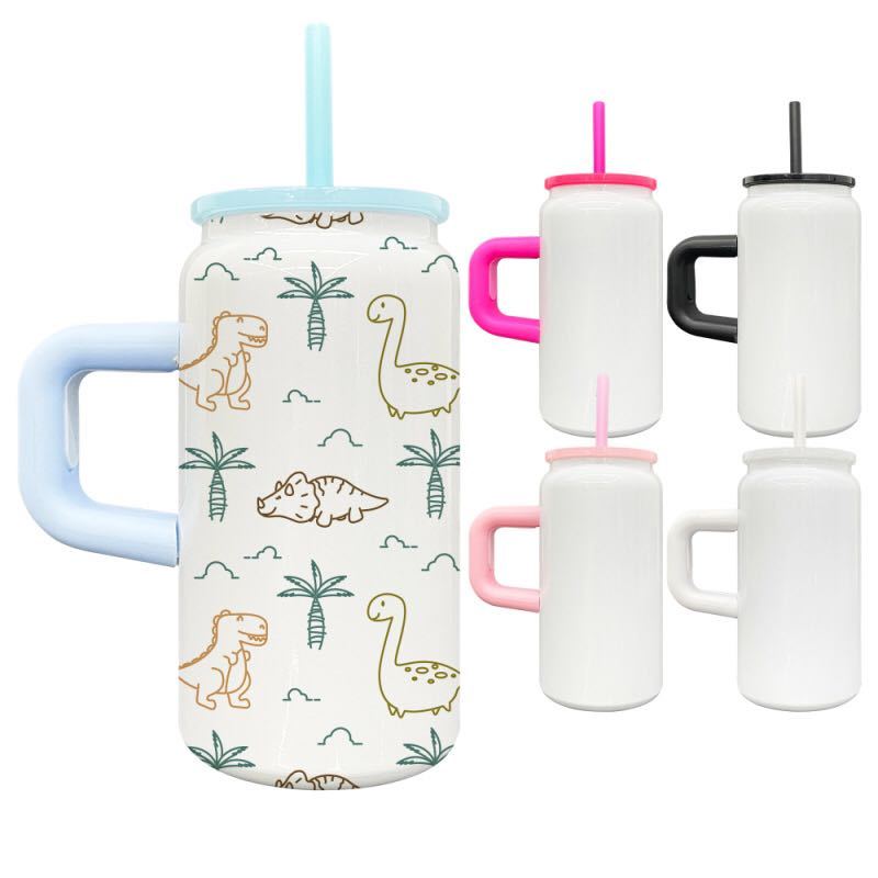 RTS US - 16oz colored sublimation stainless steel tumblers with straw and handle