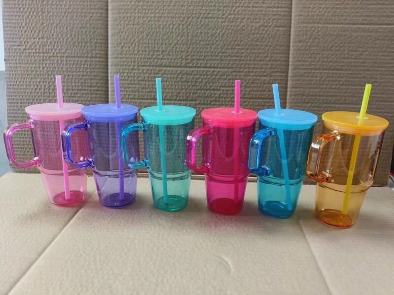 RTS US - Sublimation Glass Mug Cups Cute Kids 20oz Colorful Glass Mugs with Colorful Lids