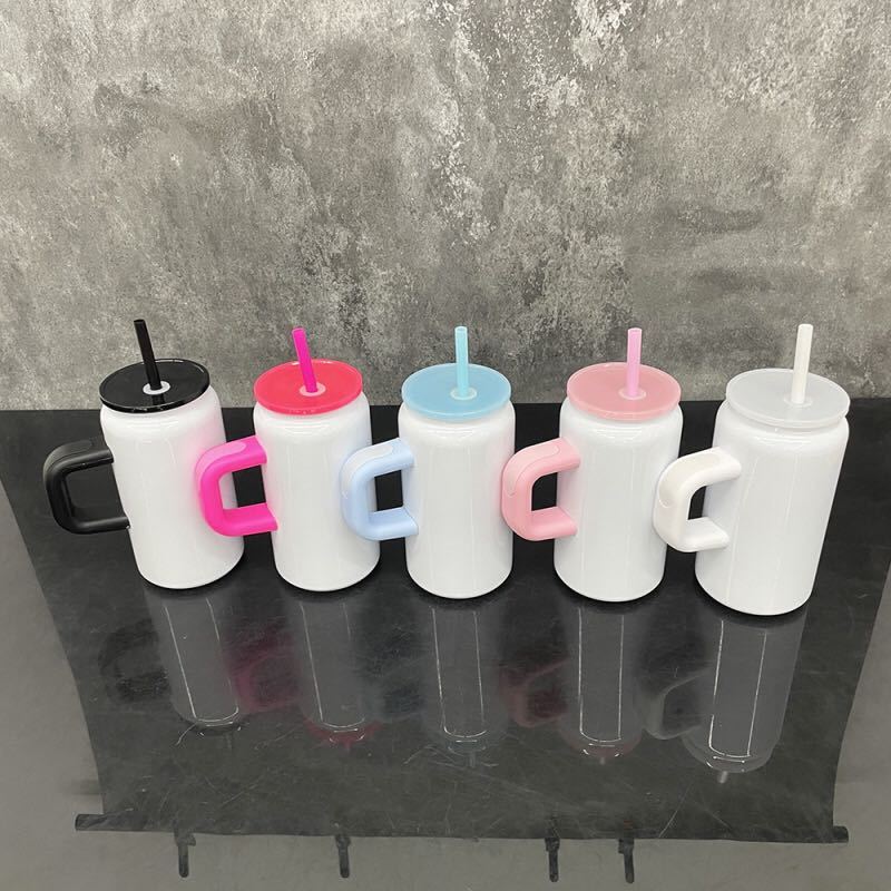 RTS US - 16oz colored sublimation stainless steel tumblers with straw and handle
