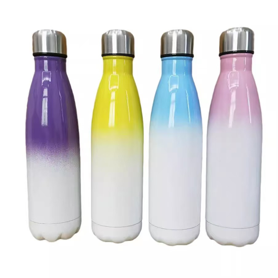RTS CHINA --- 12oz/17oz/25oz Sublimation Ombre Blank Stainless Steel Cola Bottle with Lids