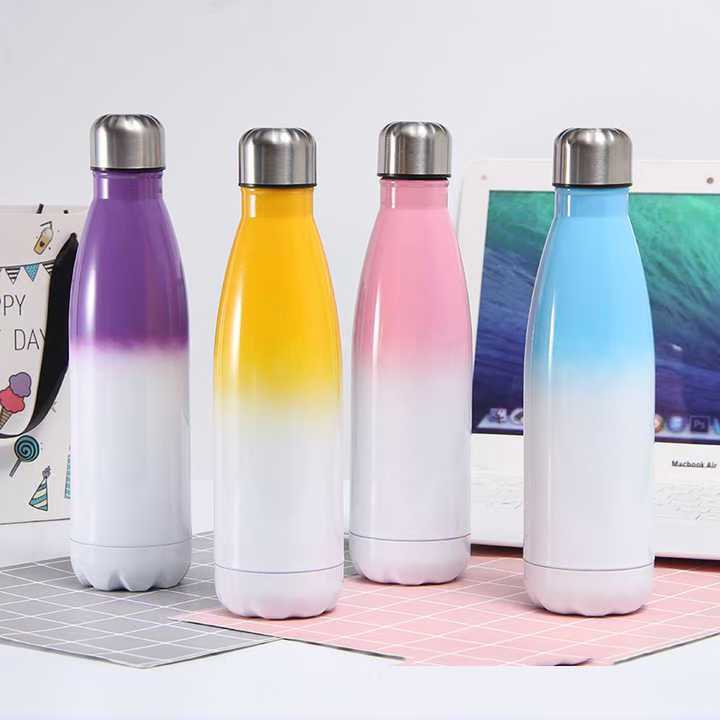 RTS CHINA --- 12oz/17oz/25oz Sublimation Ombre Blank Stainless Steel Cola Bottle with Lids
