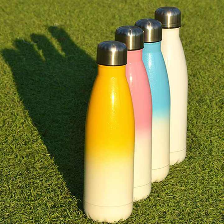 RTS CHINA --- 12oz/17oz/25oz Sublimation Ombre Blank Stainless Steel Cola Bottle with Lids