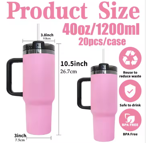 RTS CHINA --  Best Value Gifts Black Plated Pink 40oz Tumbler for 2025 Valentine's Day 40oz Black Underneath Pink Tumbler For Laser Engrave