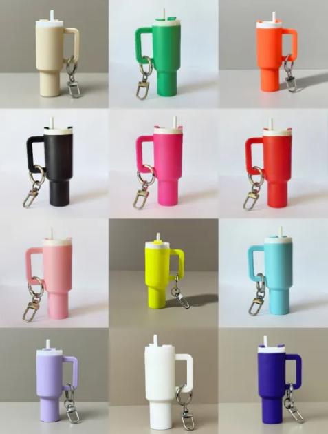 RTS CHINA  -  Cute Container Bottle Bag Key Chain Accessories Miniature Charm Bar Tumbler Chapstick Holder Mini Cup Keychain