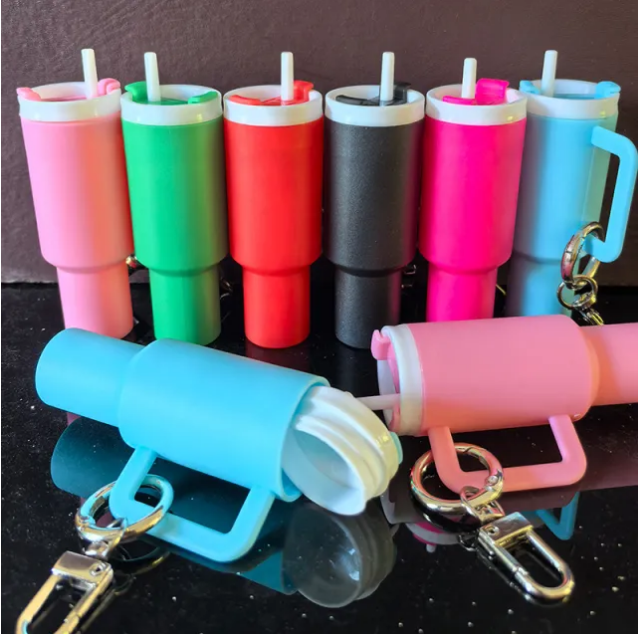 RTS CHINA  -  Cute Container Bottle Bag Key Chain Accessories Miniature Charm Bar Tumbler Chapstick Holder Mini Cup Keychain