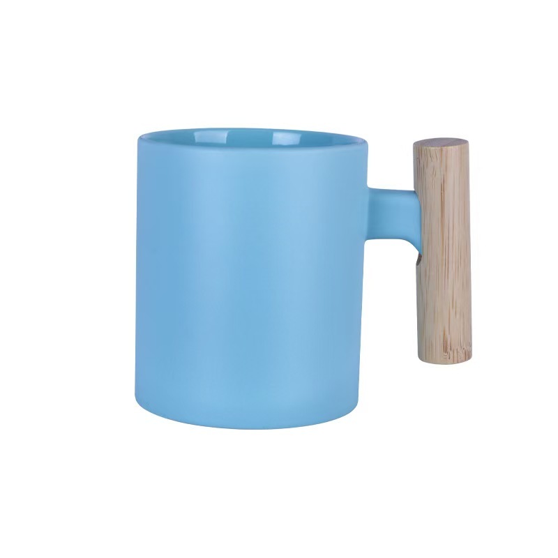 RTS CHINA -  11oz Sublimation Stackable Mug Sublimation Mug Wooden Handle Ceramic Coffee Mug for Sublimation