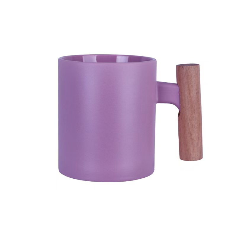 RTS CHINA -  11oz Sublimation Stackable Mug Sublimation Mug Wooden Handle Ceramic Coffee Mug for Sublimation