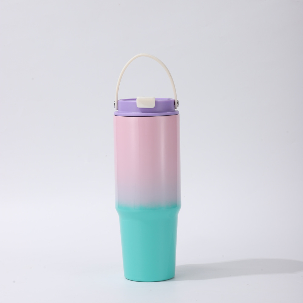 RTS CHINA - New 30oz Stainless Steel Vacuum Tumbler Travel Car Cups Mug Double Wall Insulated Thermos Tumbler With Handle and Straw