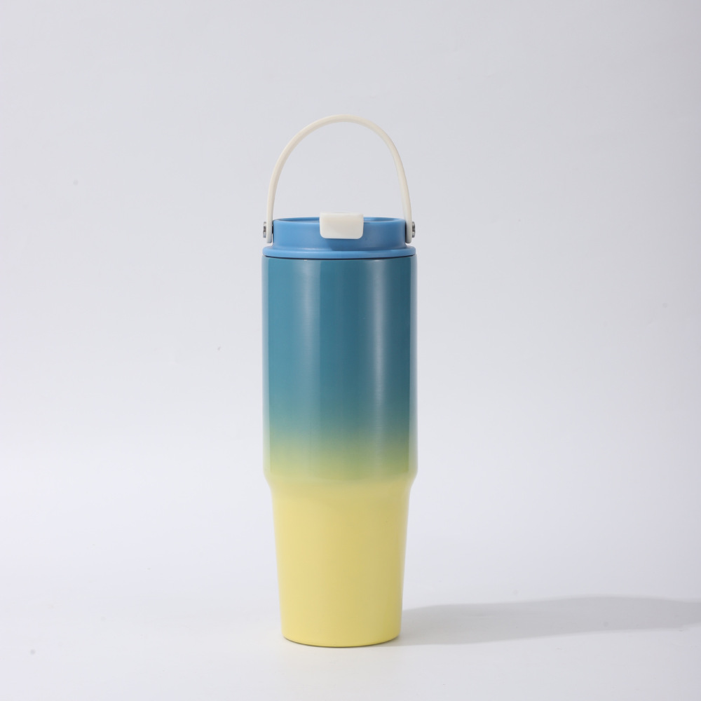 RTS CHINA - New 30oz Stainless Steel Vacuum Tumbler Travel Car Cups Mug Double Wall Insulated Thermos Tumbler With Handle and Straw