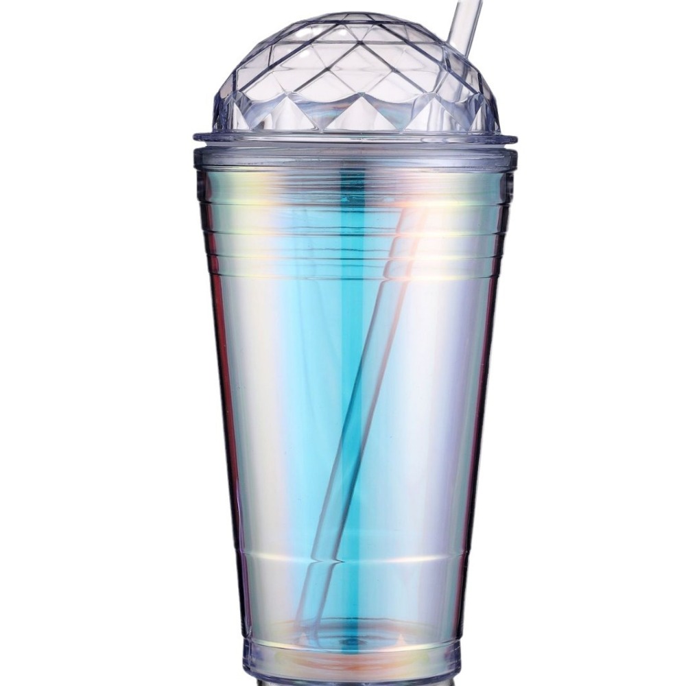 RTS CHINA - 19oz Thermal Transfer/Customized Glitter Double Wall Blank Tritan Material Sippy Straw Cup