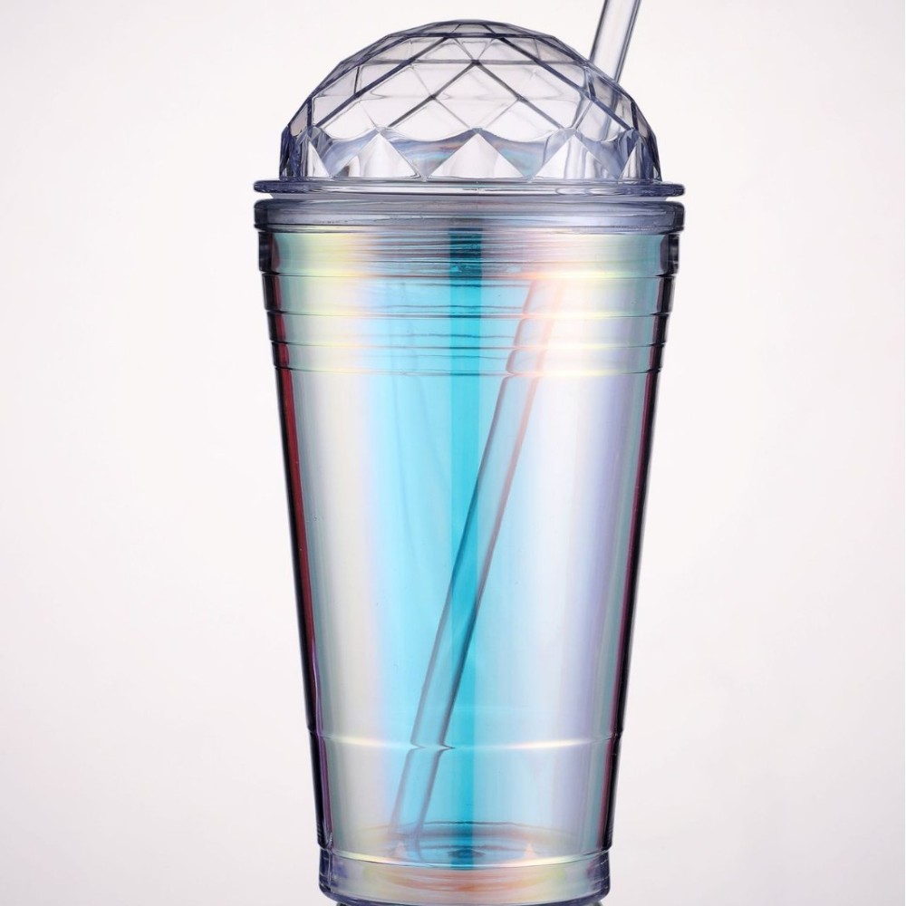 RTS CHINA - 19oz Thermal Transfer/Customized Glitter Double Wall Blank Tritan Material Sippy Straw Cup