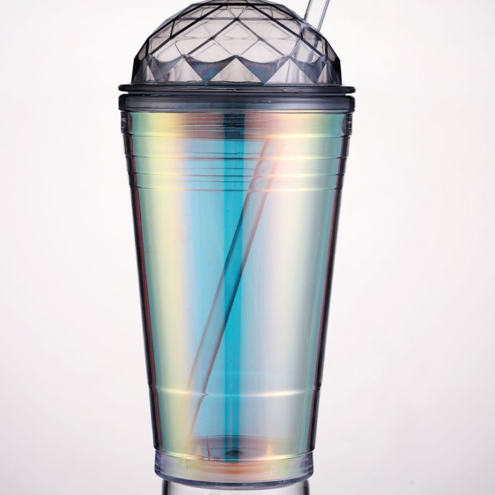 RTS CHINA - 19oz Thermal Transfer/Customized Glitter Double Wall Blank Tritan Material Sippy Straw Cup