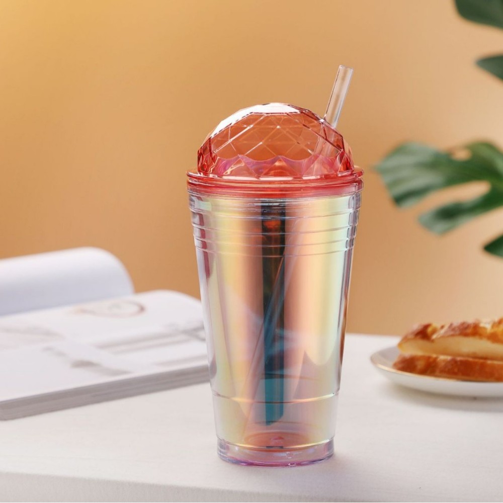 RTS CHINA - 19oz Thermal Transfer/Customized Glitter Double Wall Blank Tritan Material Sippy Straw Cup