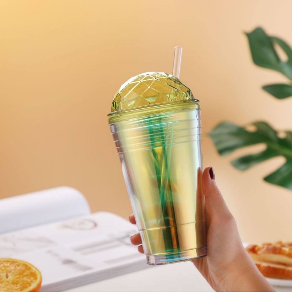 RTS CHINA - 19oz Thermal Transfer/Customized Glitter Double Wall Blank Tritan Material Sippy Straw Cup