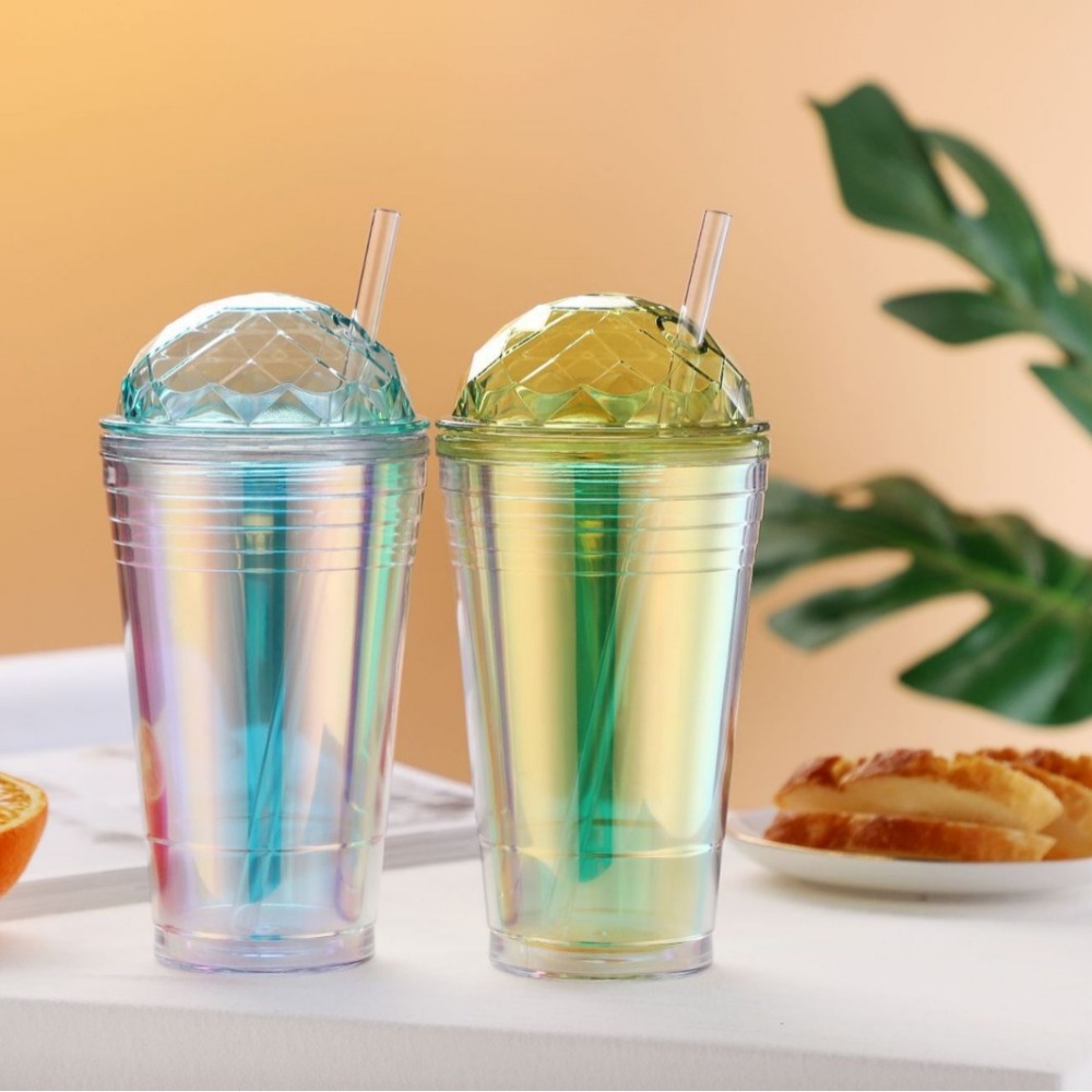 RTS CHINA - 19oz Thermal Transfer/Customized Glitter Double Wall Blank Tritan Material Sippy Straw Cup